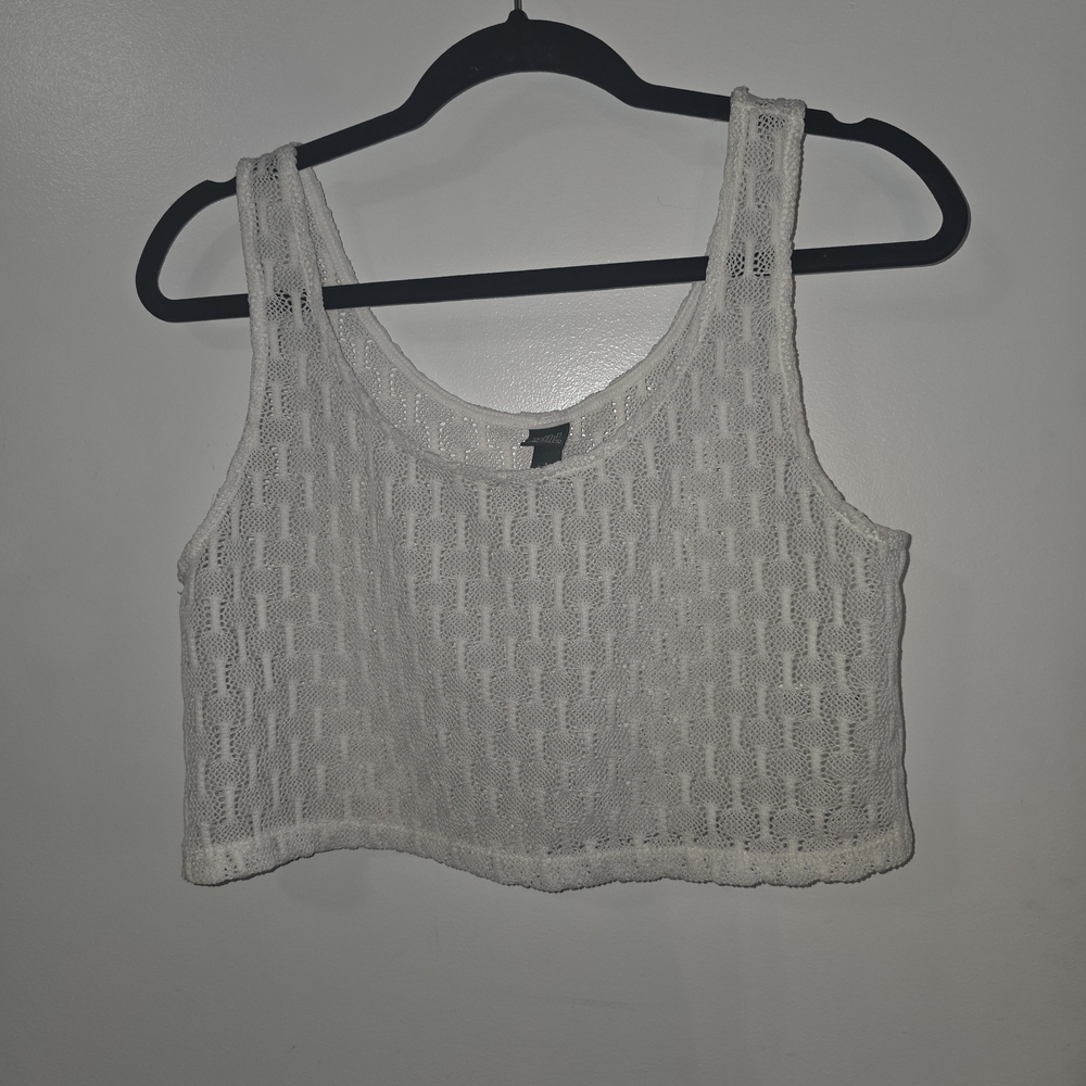 wild fable White Crochet Crop Tank Top